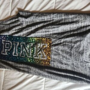 PINK Victoria's Secret Gray Sequin Tank Top
